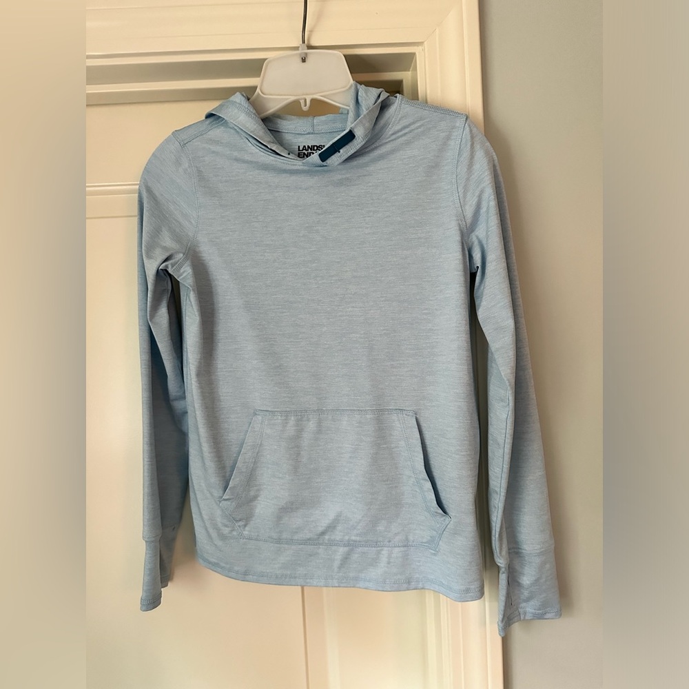 boys lands end active long sleeve hooded shirt